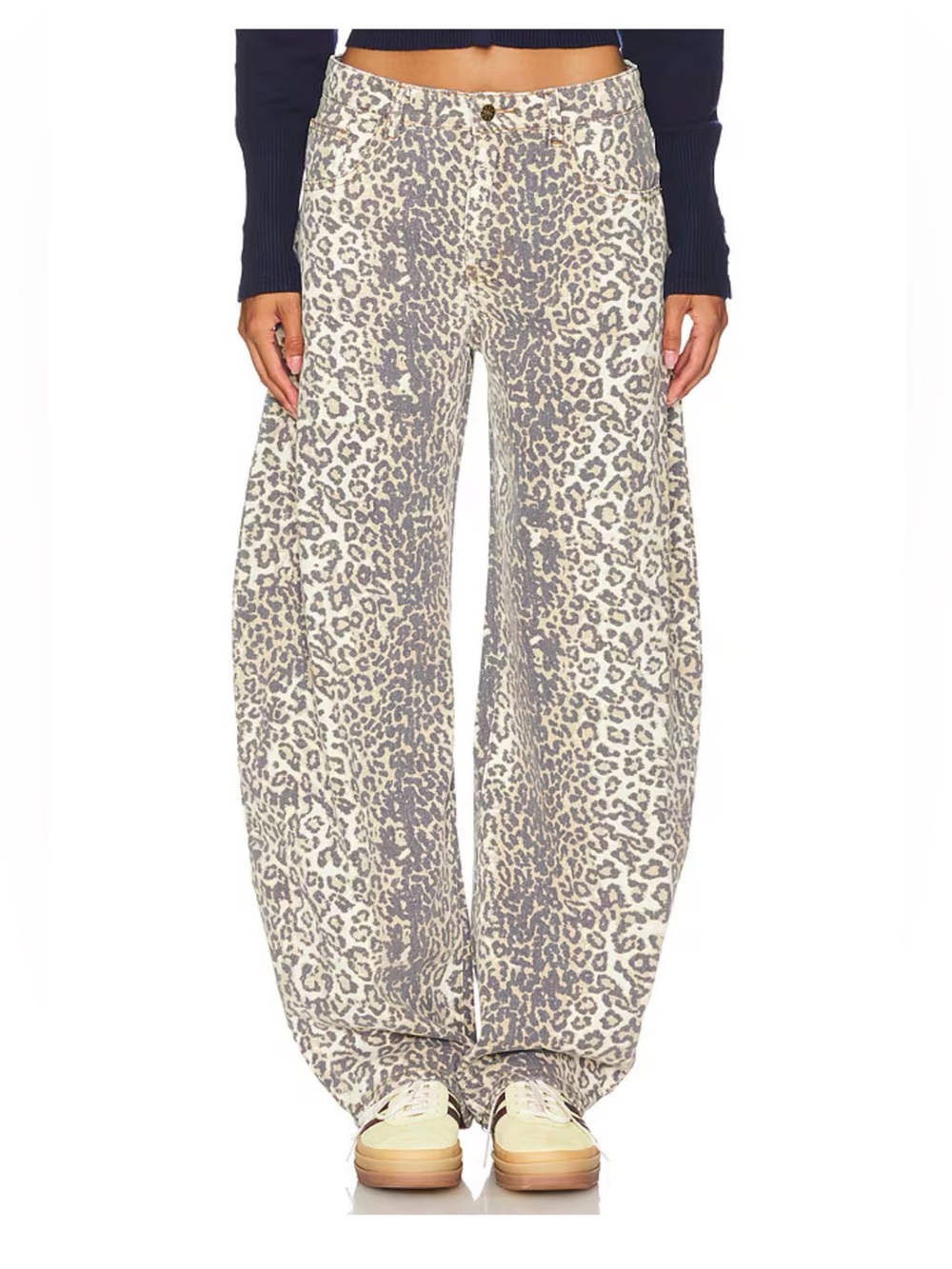 Lioness Horseshoe Jeans in Leopard Fade Wide Pants Size Small